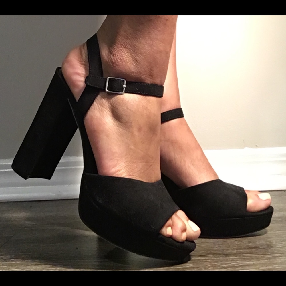 Black Suede Platform Sandals